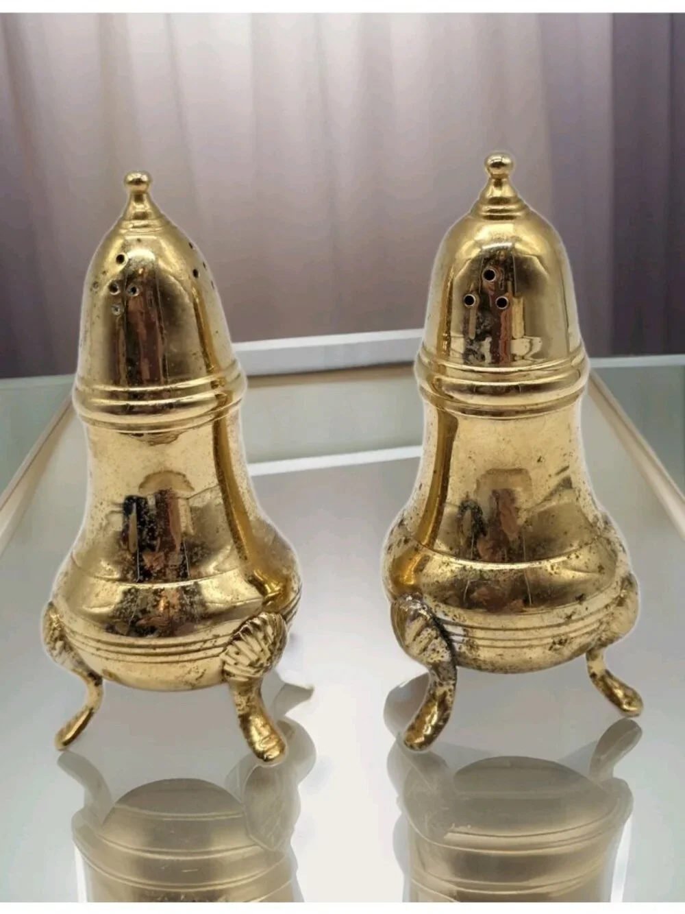Electroplated 24K Gold Salt & Pepper Shakers Elegant Wedding Holiday Vintage
